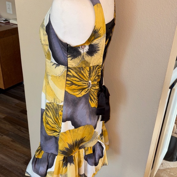 Leifsdottir Bellis brushstroke Yellow and Black Floral Dress - Picture 12 of 16